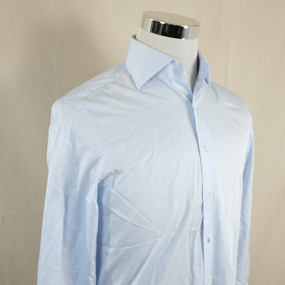 Suitsupply 15 3/4 Slim Fit Dress Shirt Light Blue Egyptian Cotton Formal Mens